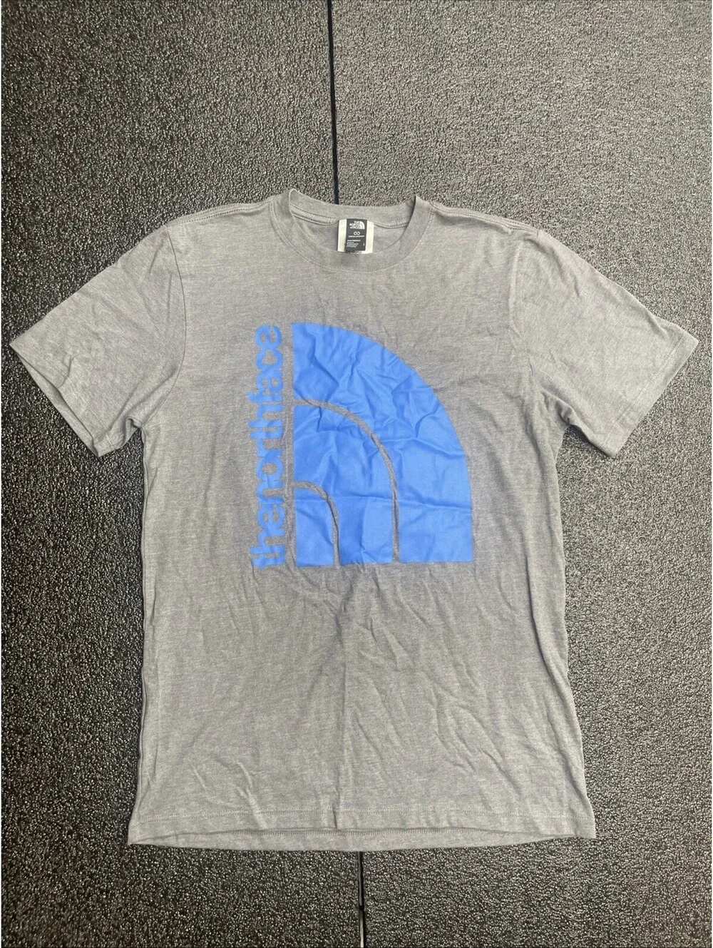 The North Face Logo T-Shirt Men's Small Jumbo Half Dome Tee Gray & Blue New